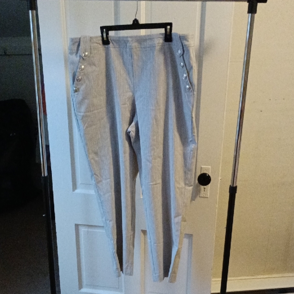 Zac & Rachel Light Gray Chinos with Button Accents